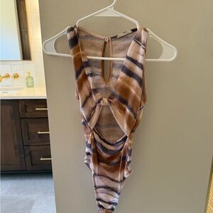 Striped Brown and Blue Bodysuit